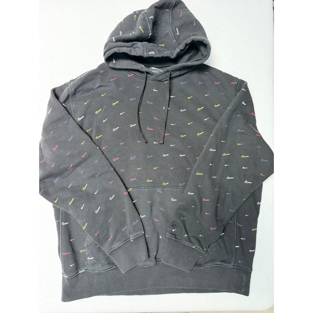 Nike Sportswear Club Fleece Multi-Color Mini Swoosh Hoodie Black DC2787-010 L